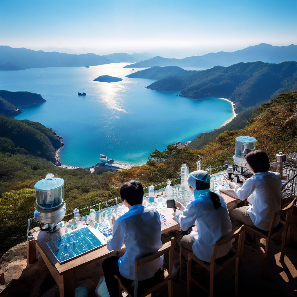 korean-scientists-researching-photocatalysts-while-overlooking-the-blue-sea-from-a-mountain